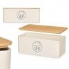 Caixa Po Metal Tampa Bambu Branco 33X18X12cm