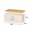Caixa Po Metal Tampa Bambu Branco 33X18X12cm