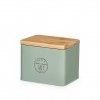 Saleiro Metal Tampa Bambu Verde 14X11X11cm