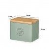 Saleiro Metal Tampa Bambu Verde 14X11X11cm