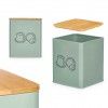Caixa Cpsulas Caf Metal Tampa Bambu Verde 14X14X16.5cm