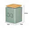 Caixa Cpsulas Caf Metal Tampa Bambu Verde 14X14X16.5cm
