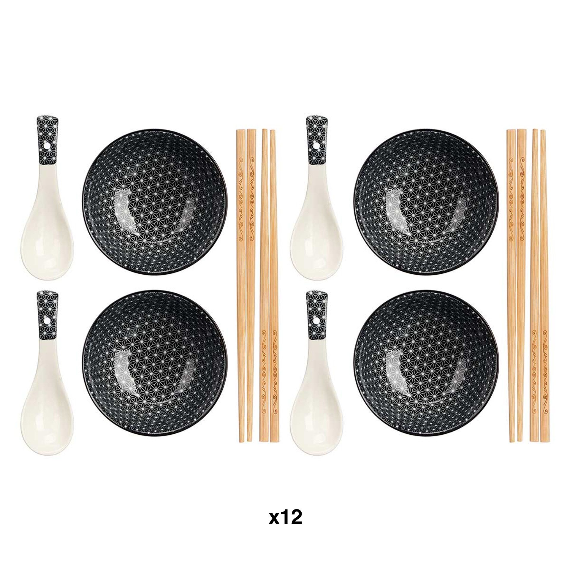 Conjunto Sushi Taça / Colher / Pauzinhos 12 Peças