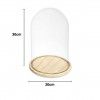 Campnula Decorativa Vidro Base Madeira 20X30cm