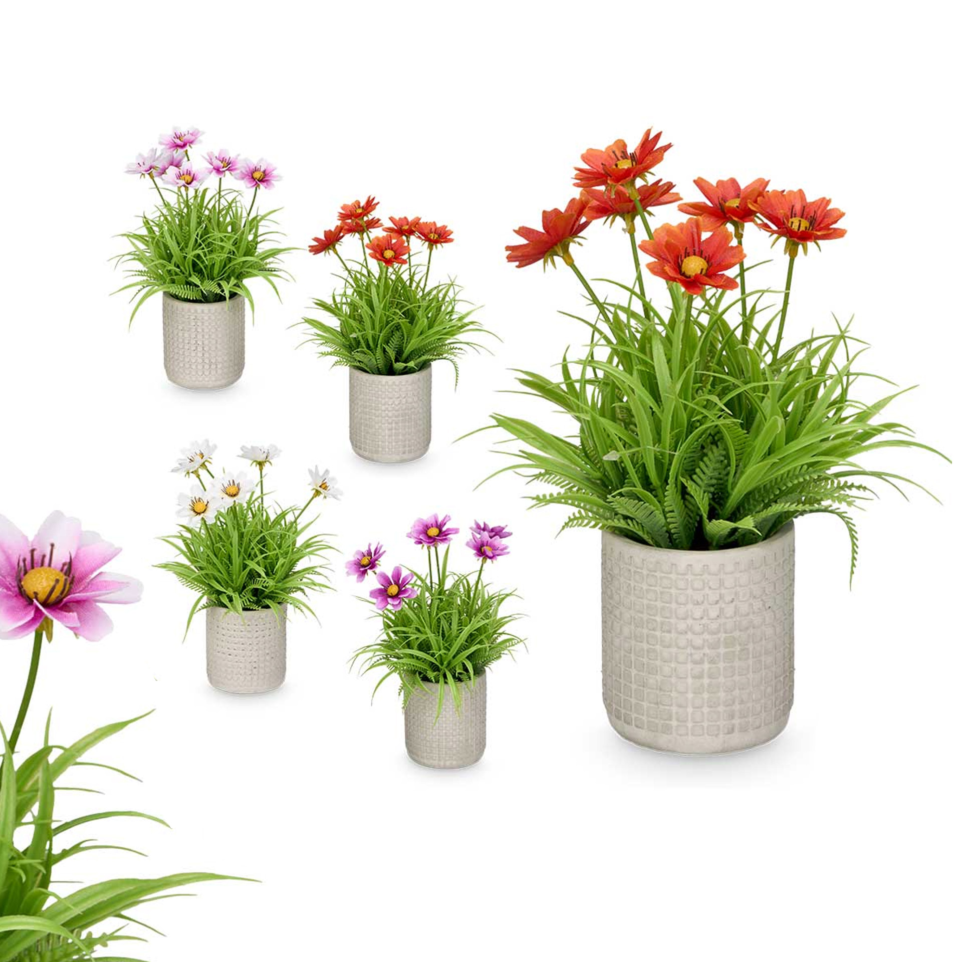 Vaso Planta Artificial Flores Redondo 18X23cm