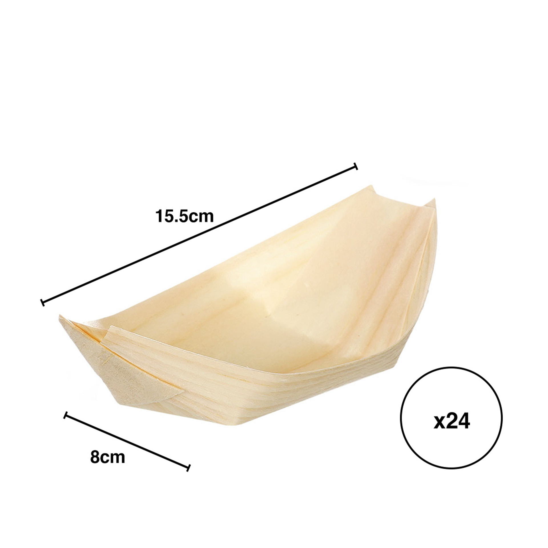 Taça Descartável Madeira Oval 8X15.5cm Pack 24