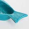 Azeitoneira Peixe Cer�mica Azul Turquesa 20cm