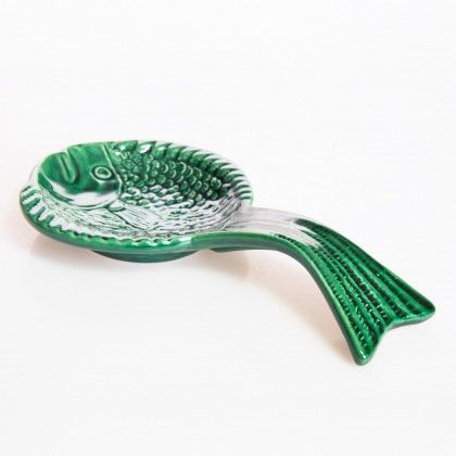 Colher Peixe Cer�mica Verde 20cm