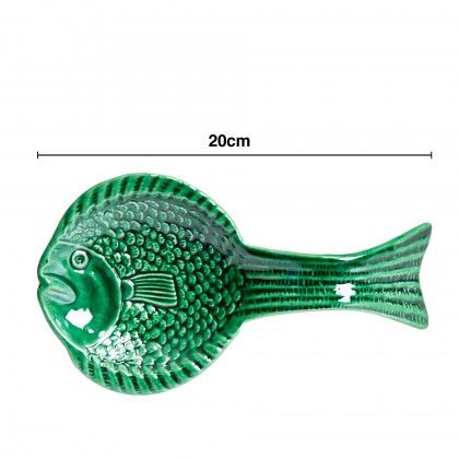 Colher Peixe Cer�mica Verde 20cm