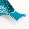 Travessa Peixe Cerâmica Azul Turquesa 44X23cm Travessa Peixe Cerâmica Azul Turquesa 44X23cm