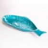 Travessa Peixe Cerâmica Azul Turquesa 44X23cm Travessa Peixe Cerâmica Azul Turquesa 44X23cm