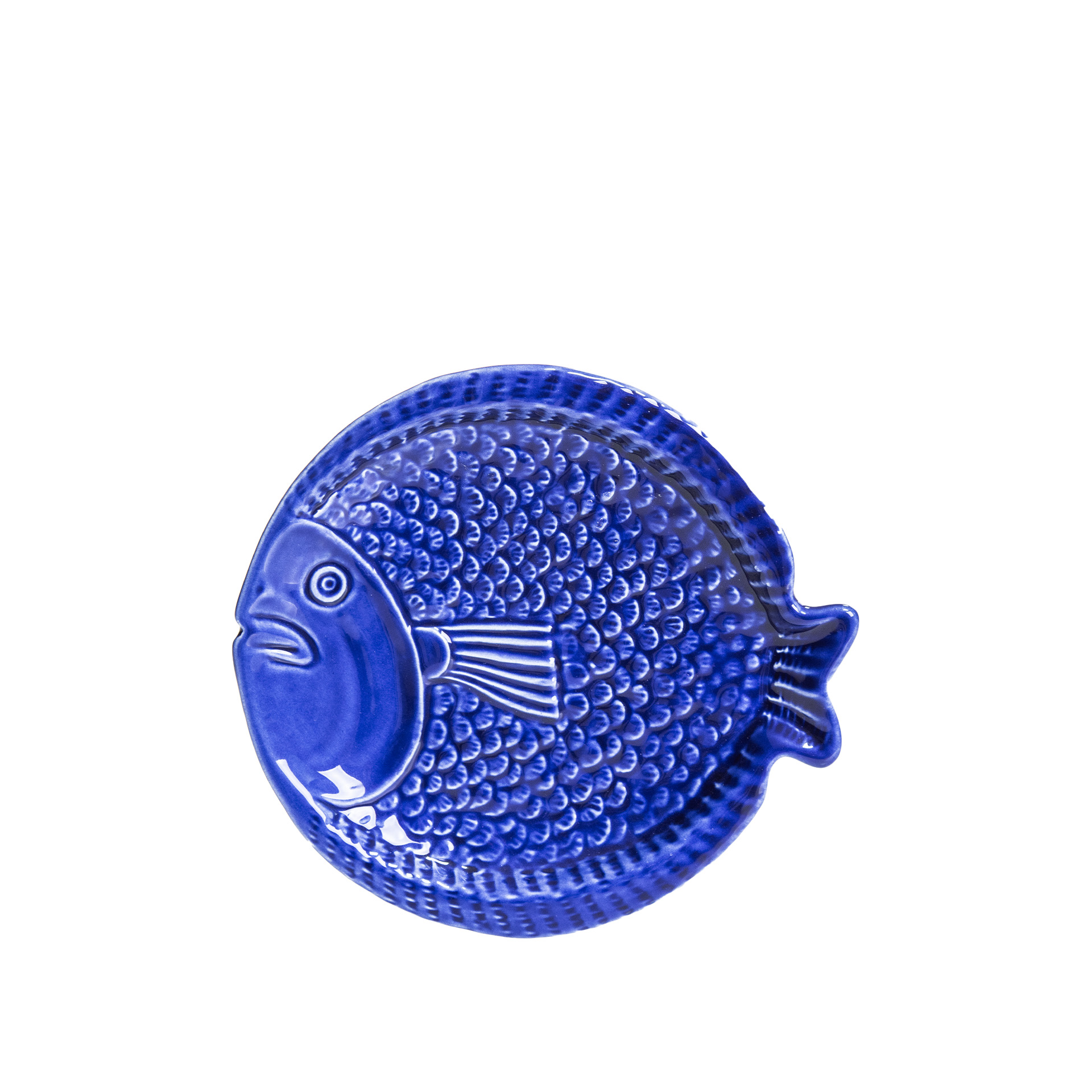 Prato Raso Peixe Cerâmica Azul Escuro 15.5cm