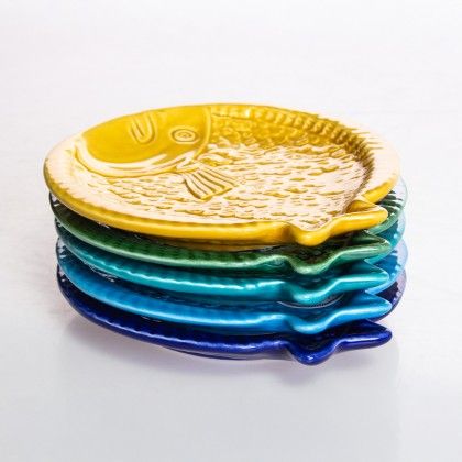 Prato Raso Peixe Cermica Azul Escuro 15.5cm