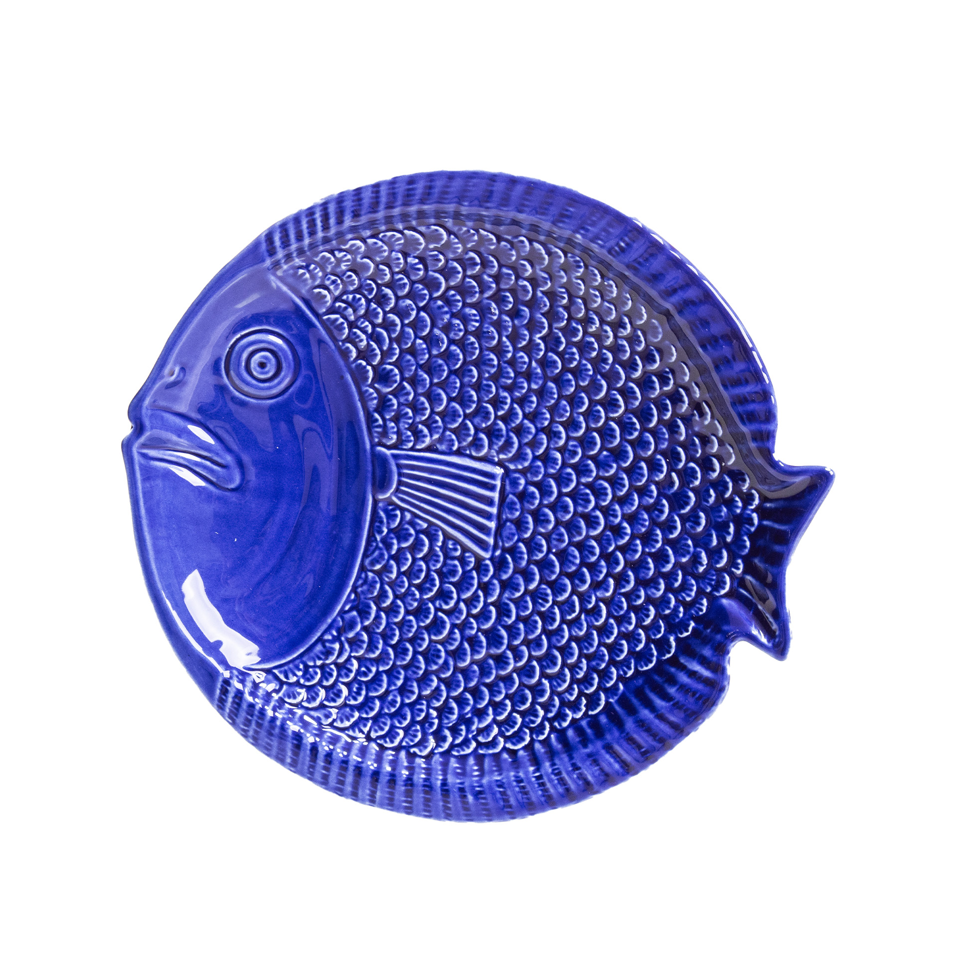 Prato Raso Peixe Cerâmica Azul Escuro 25cm
