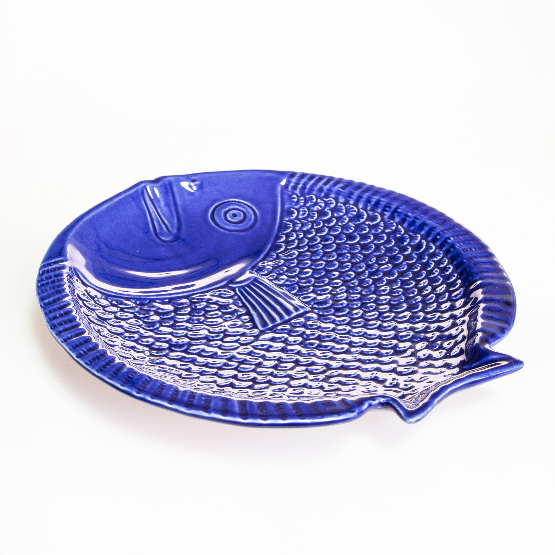 Prato Raso Peixe Cerâmica Azul Escuro 25cm