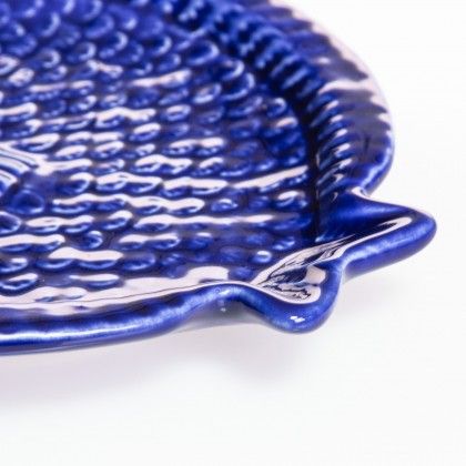 Prato Raso Peixe Cerâmica Azul Escuro 25cm Prato Raso Peixe Cerâmica Azul Escuro 25cm