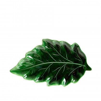 Travessa Folha Cer�mica Verde 27X15cm