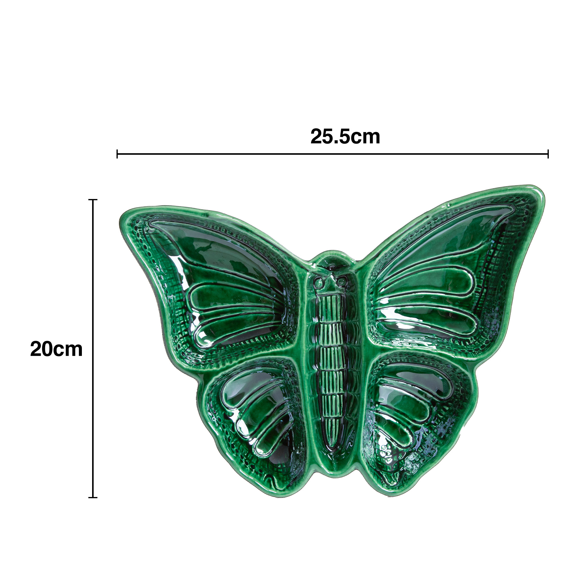 Prato Aperitivo Borboleta Verde 25.5X20cm