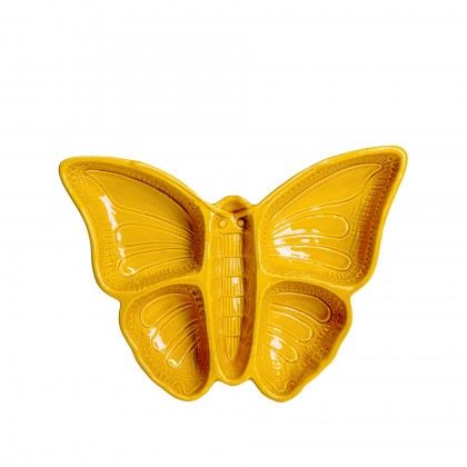 Prato Aperitivo Borboleta Amarelo Mostarda 25.5X20cm