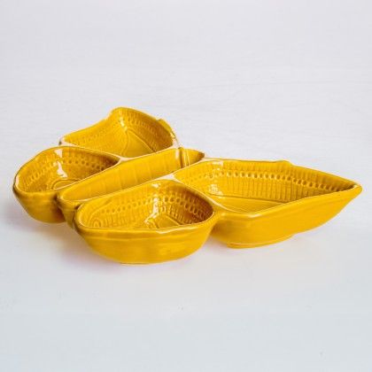 Prato Aperitivo Borboleta Amarelo Mostarda 25.5X20cm