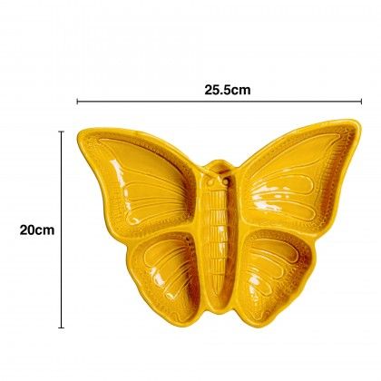 Prato Aperitivo Borboleta Amarelo Mostarda 25.5X20cm