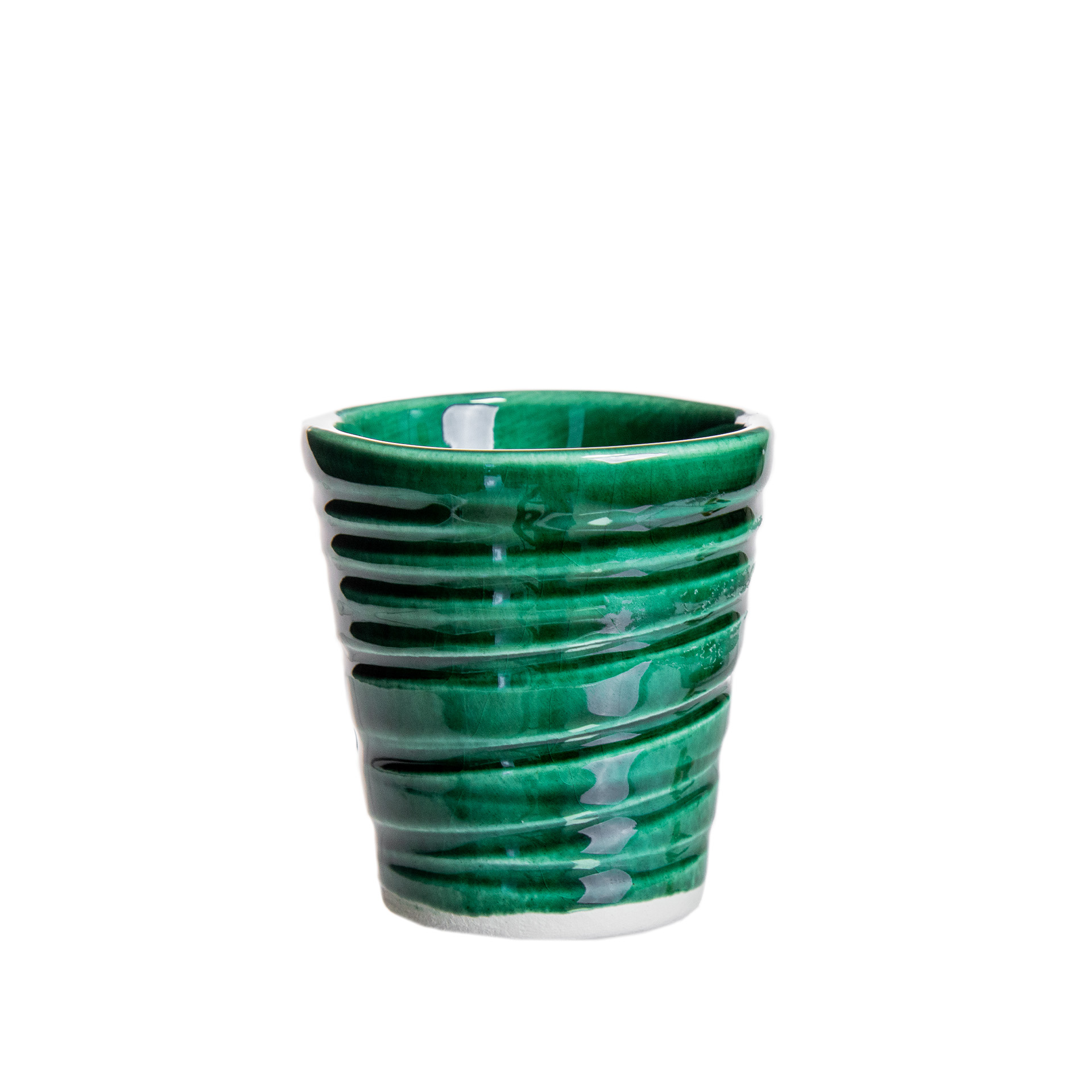Copo Café Riscas Cerâmica Verde 5.5cm