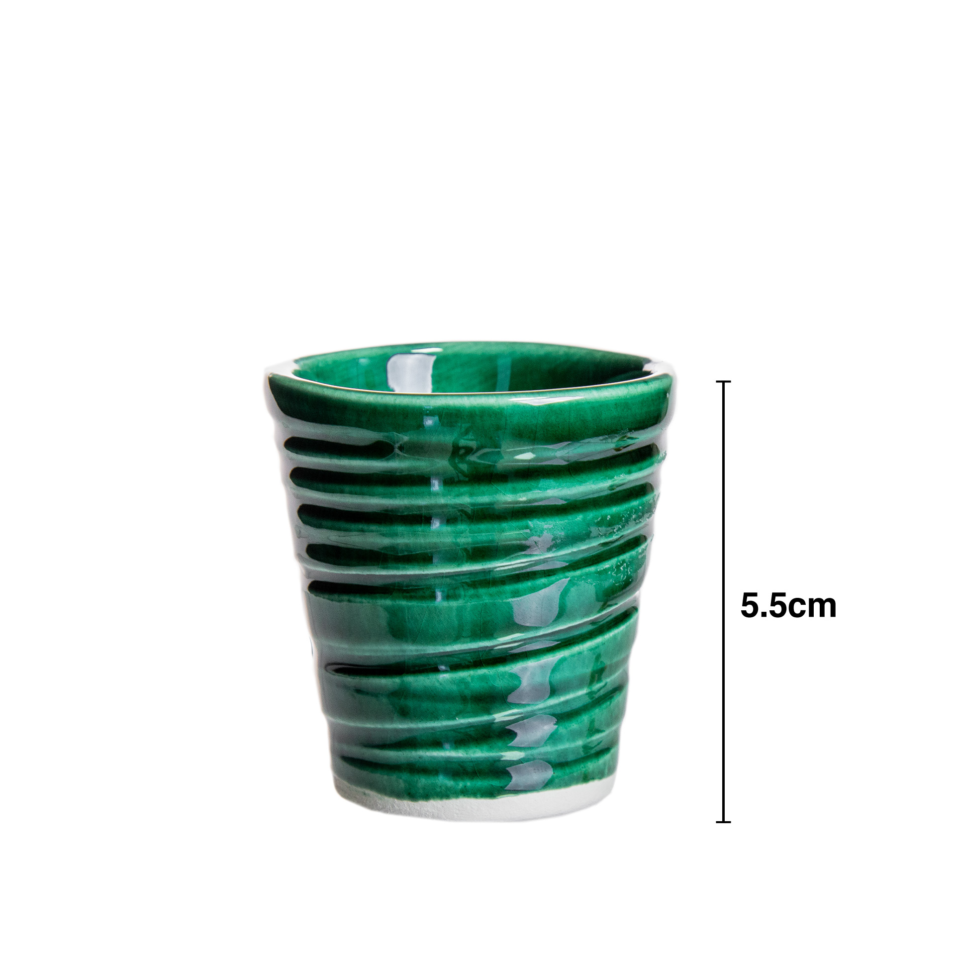 Copo Café Riscas Cerâmica Verde 5.5cm