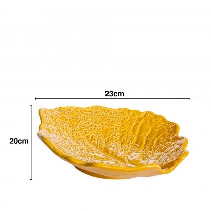 Ta�a Repolho Couve Cer�mica Amarelo Mostarda 23X20cm