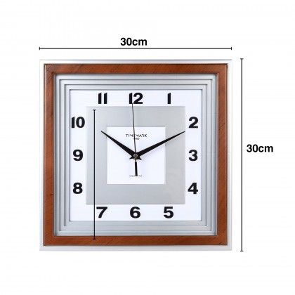Relgio Parede Timemark Quadrado Castanho 30X30cm