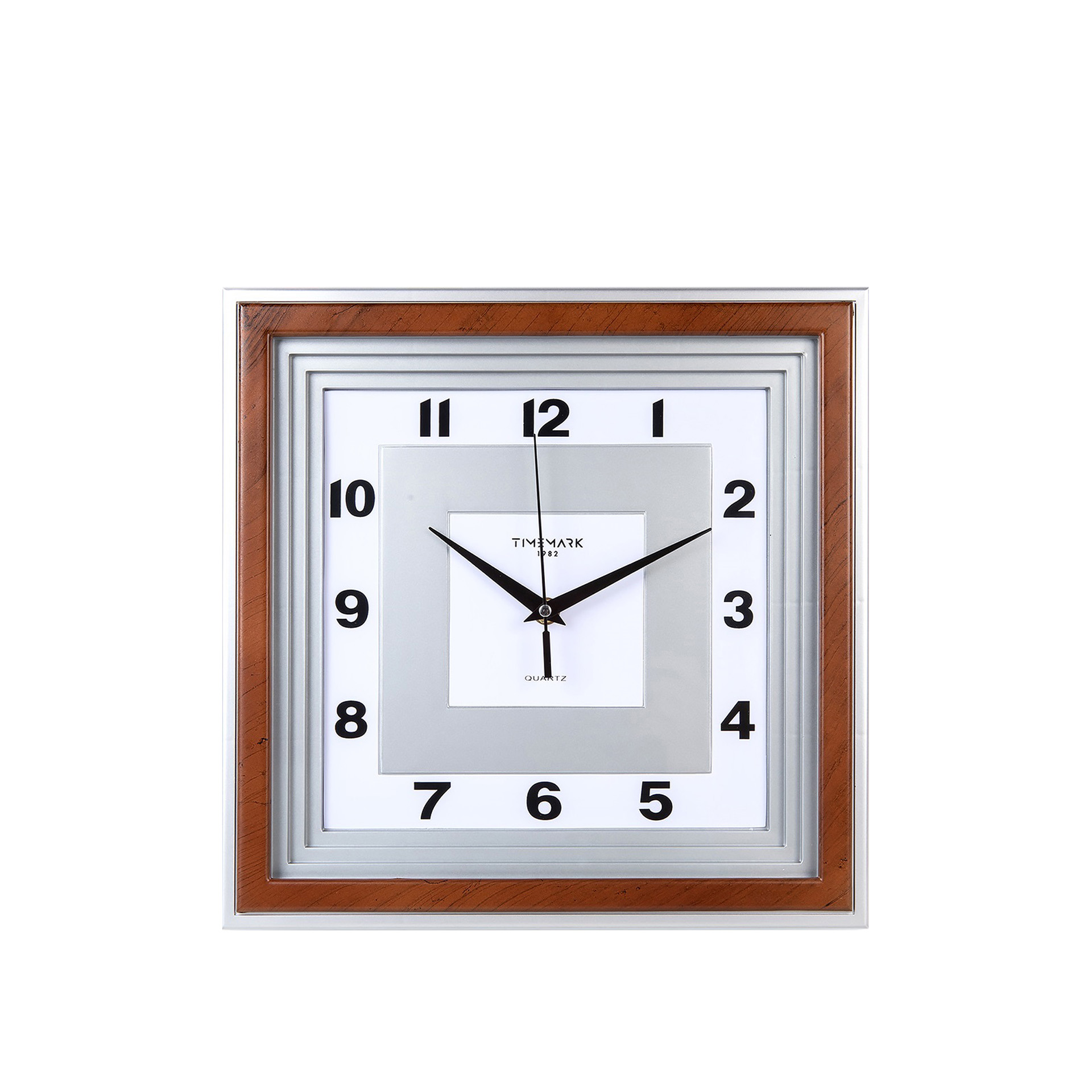 Relógio Parede Timemark Quadrado Castanho 30X30cm