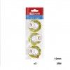 Rolo Fita Cola Transparente Amarelo 12mmx35m Pack 3