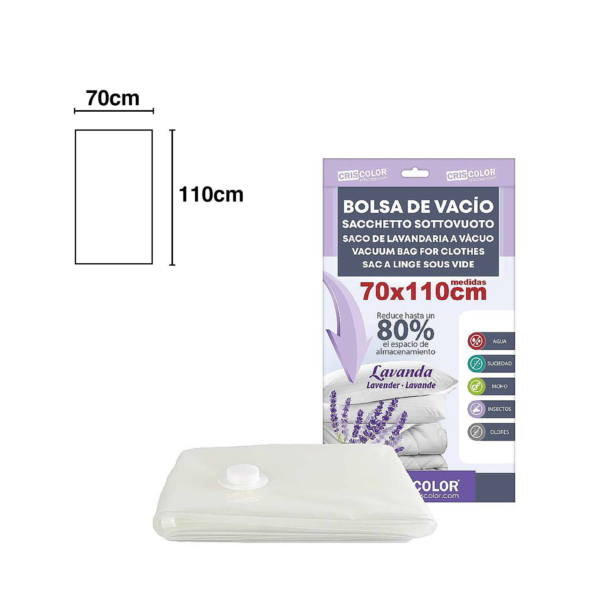 Saco Roupa Vácuo Lavanda 70X110cm