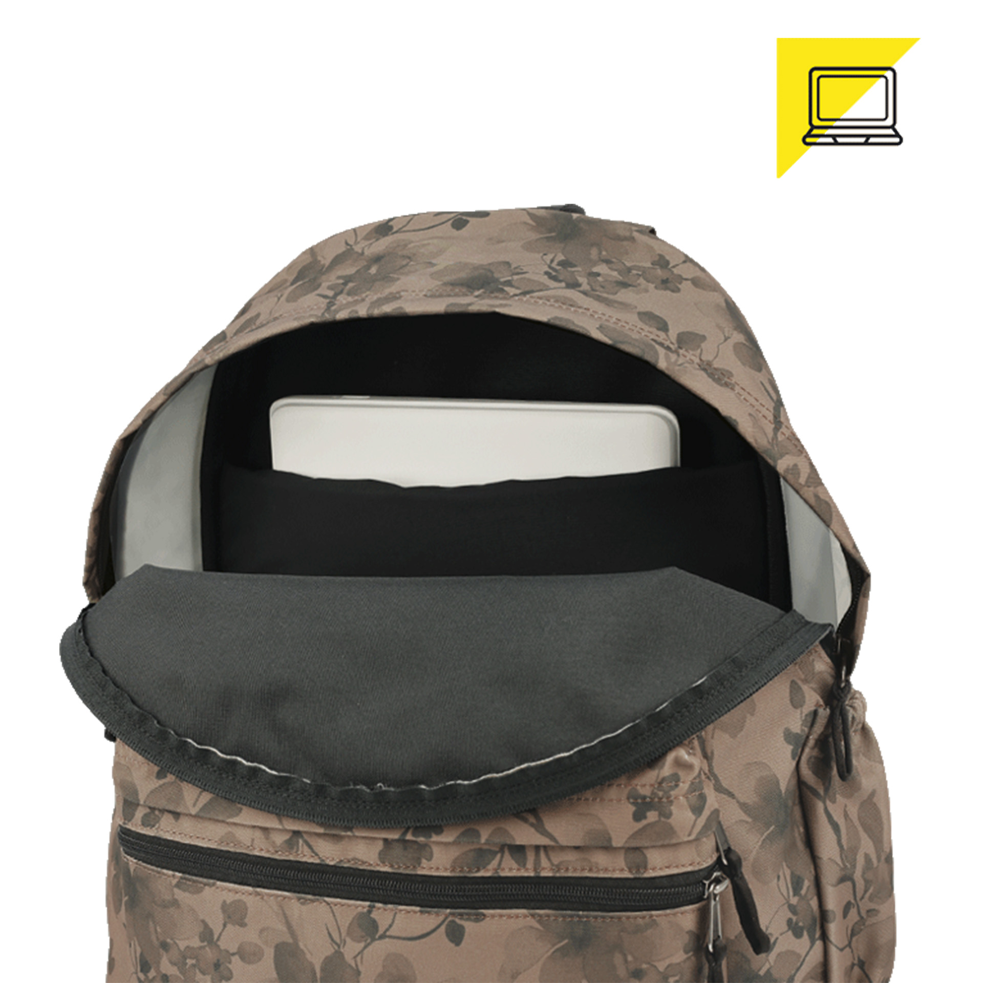 Mochila Pc Clássica Gv229 Floral Taupe L14
