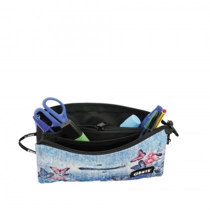 Estojo Triplo Gh109 Denim Trend 22.5X12X4cm