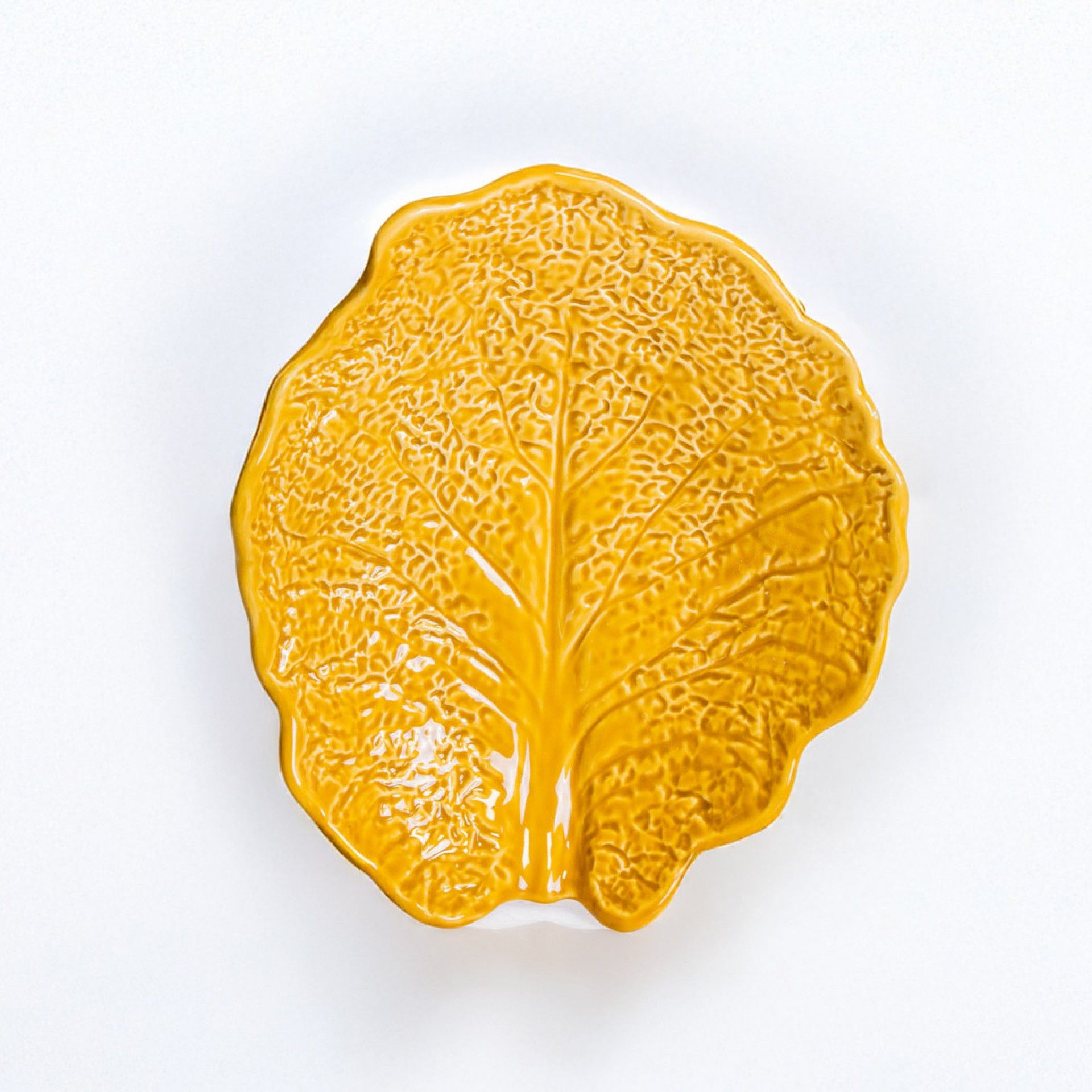 Taça Repolho Couve Cerâmica Amarelo Mostarda 23X20cm