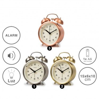 Despertador Timemark Analogico Pl�stico Multicor 15X6X10cm