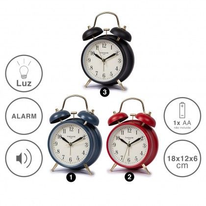Despertador Timemark Anal�gico Pl�stico Multicor 18X12X6cm