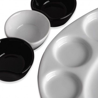 Prato Porcelana Four + 3 Taças Branco 34X28X2cm Prato Porcelana Four + 3 Taças Branco 34X28X2cm