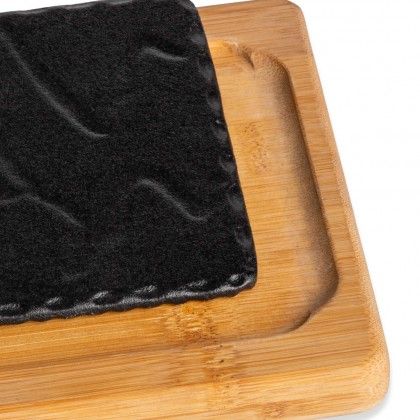 Suporte Bambu + Base Ferro Gourmand Preto 24X16X2cm Suporte Bambu + Base Ferro Gourmand Preto 24X16X2cm