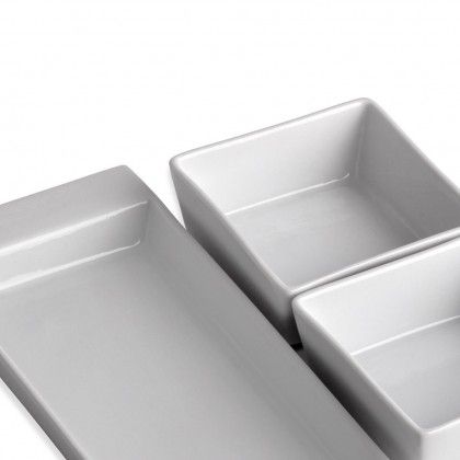 Bandeja Porcelana Degustacion com 2 Taas Branco 10cl