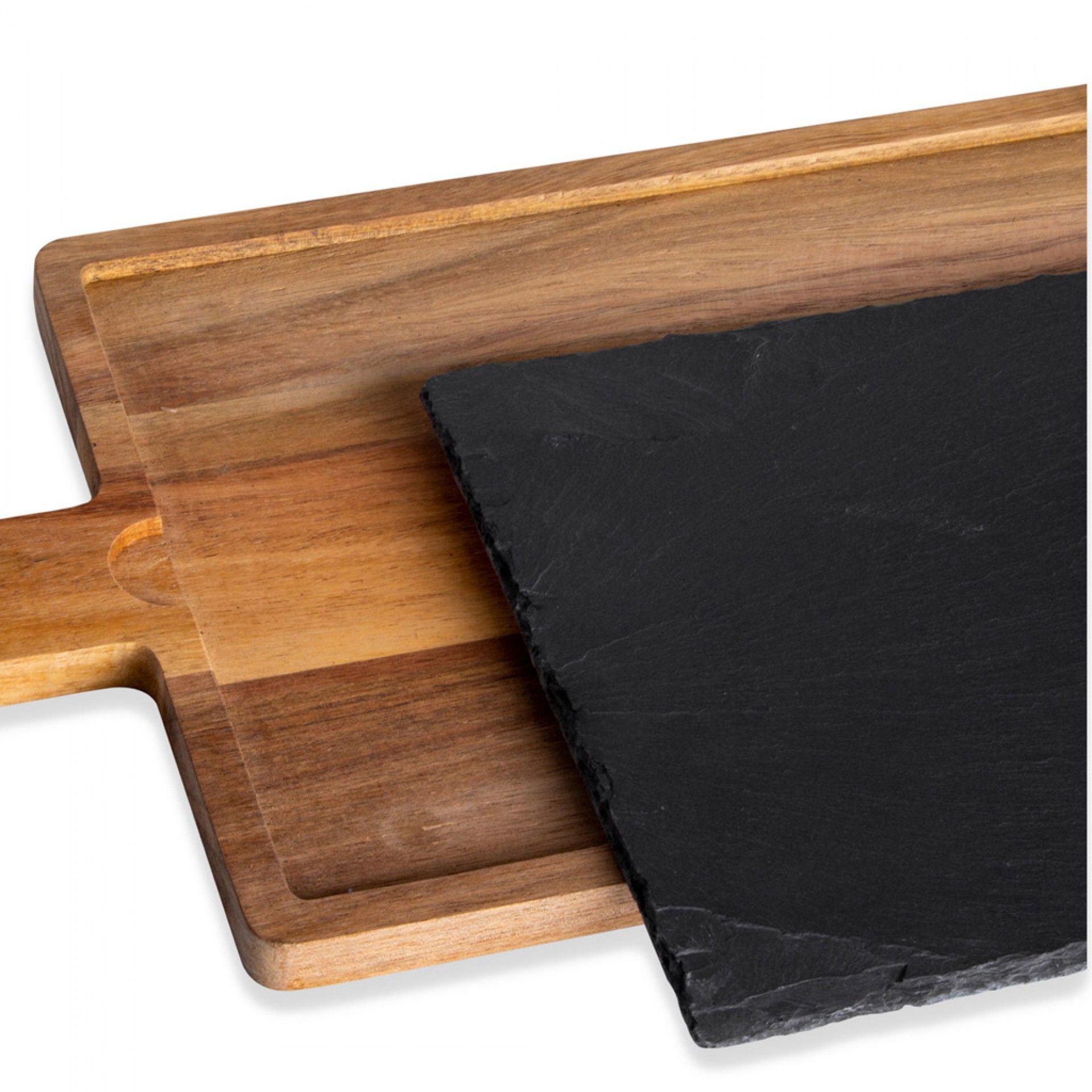 Suporte Acácia + Base Ardósia Soft-Africa Preto 51X20.5X1.5cm