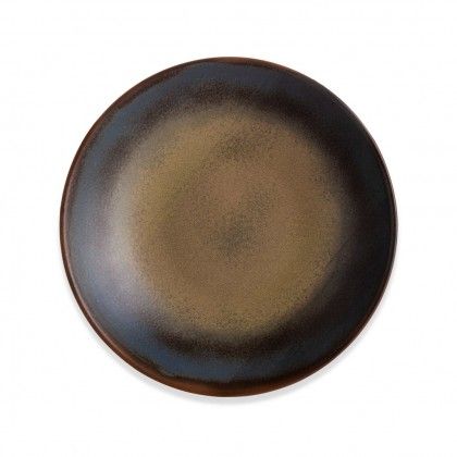 Prato Porcelana Lava Fundo Castanho 22X4.5cm