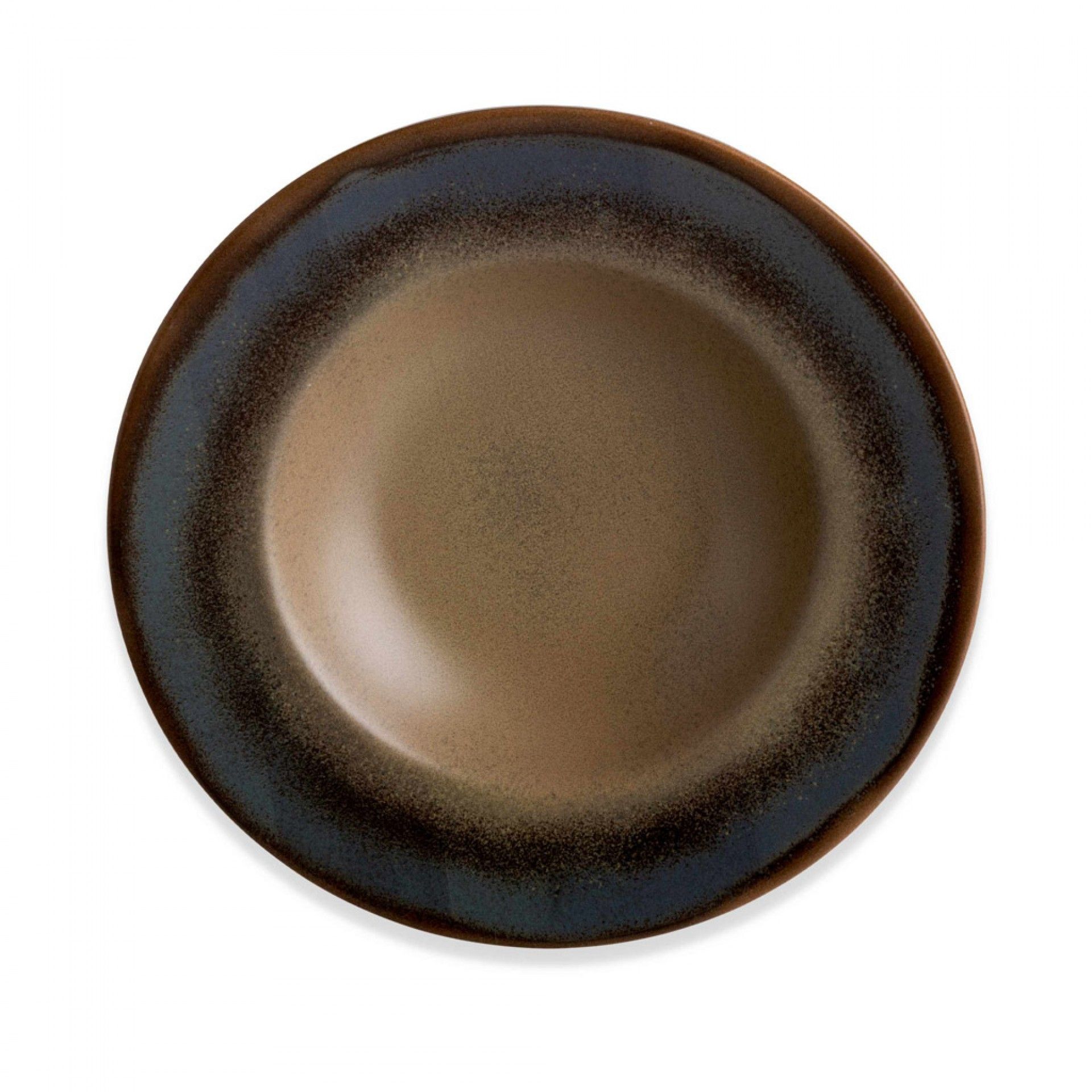 Prato Porcelana Lava Pasta Castanho 28X6cm