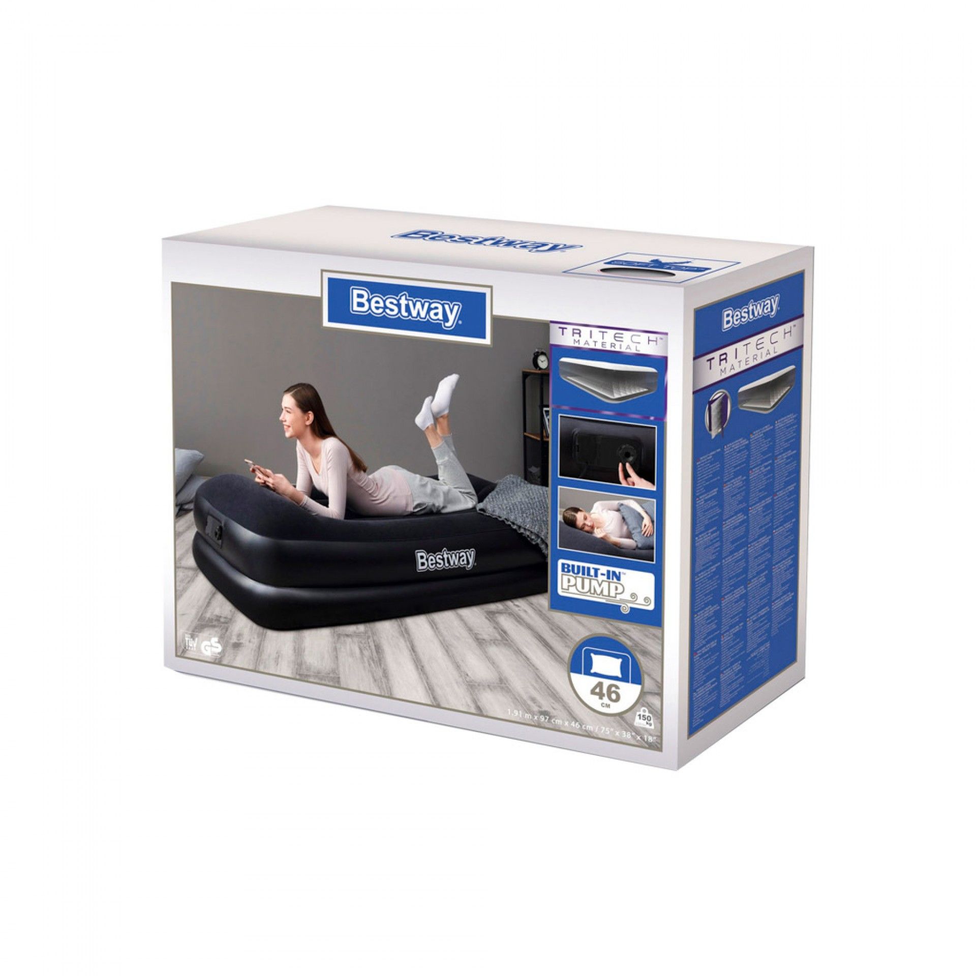 Colchão Insuflável Solteiro com Bomba 191X97X46CM