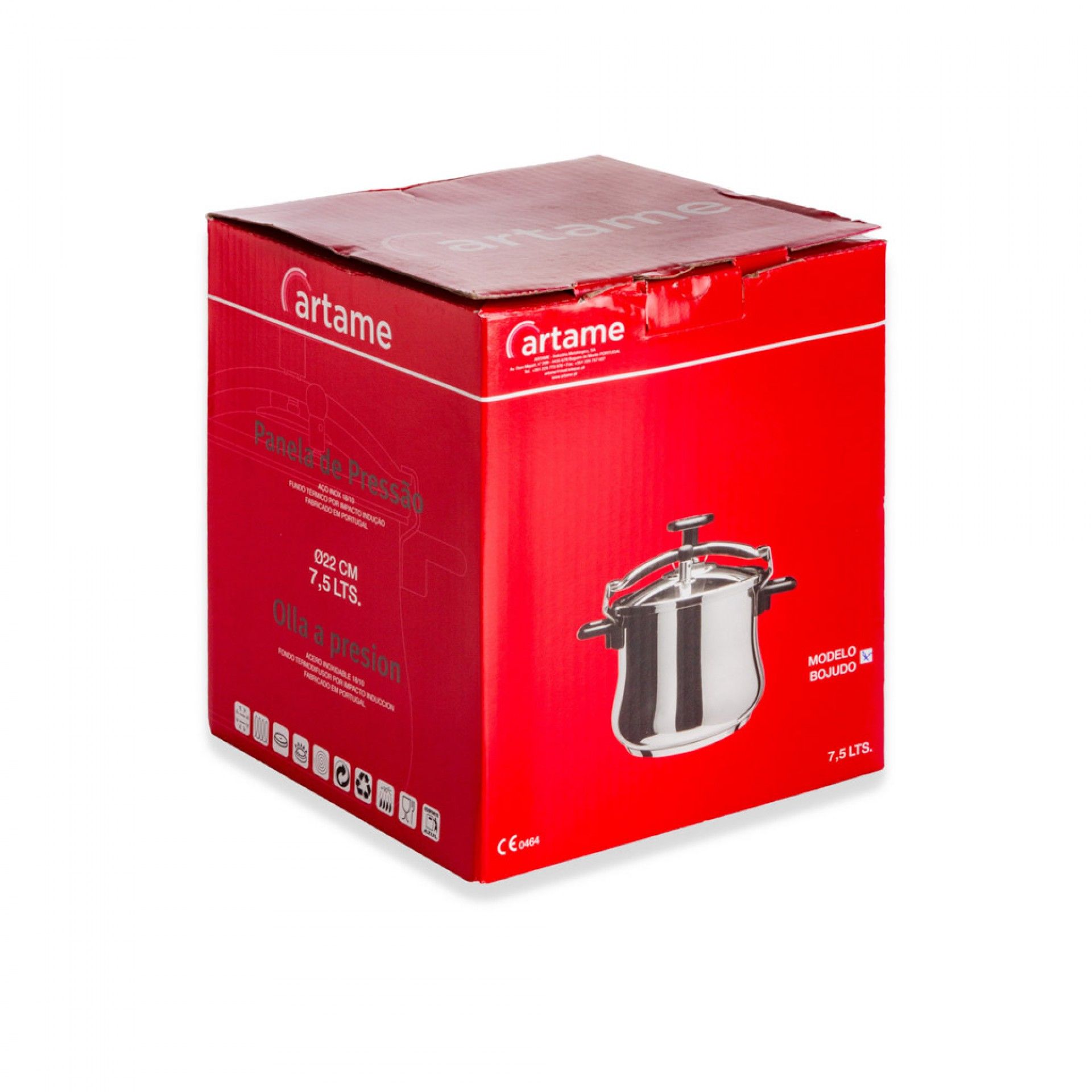 Panela Pressão Inox Bojuda Redonda 7500ml 22X19.5cm