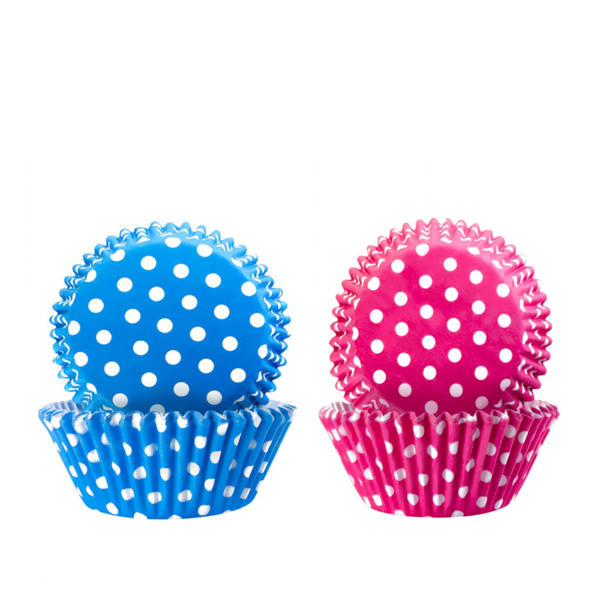 Forma Queque Papel Bolas Azul + Rosa 7.5X4cm Pack 100