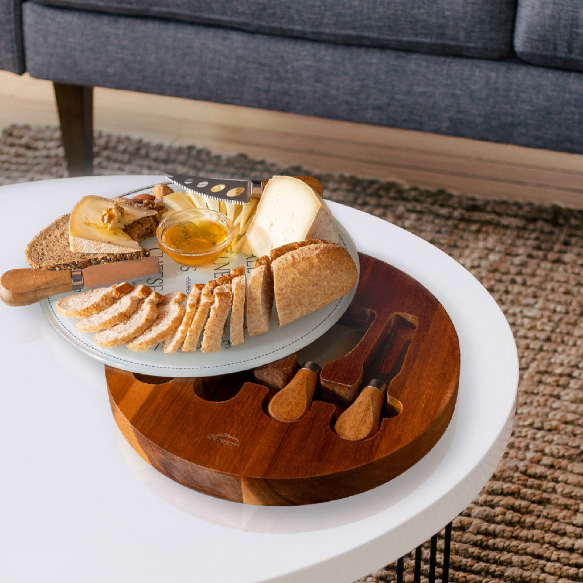 Tábua Queijo Madeira com Acessórios 25X5cm