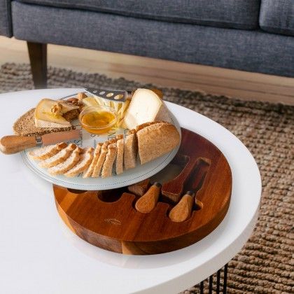 Tbua Queijo Madeira com Acessrios 25X5cm