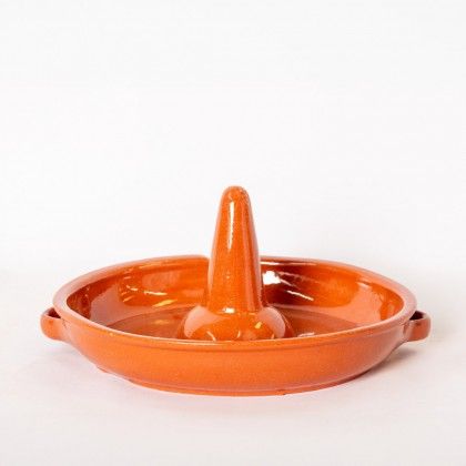 Assador Frango Barro Liso 32X15cm