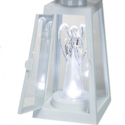 Lanterna Led Anjo Branco 10X20.5X27cm